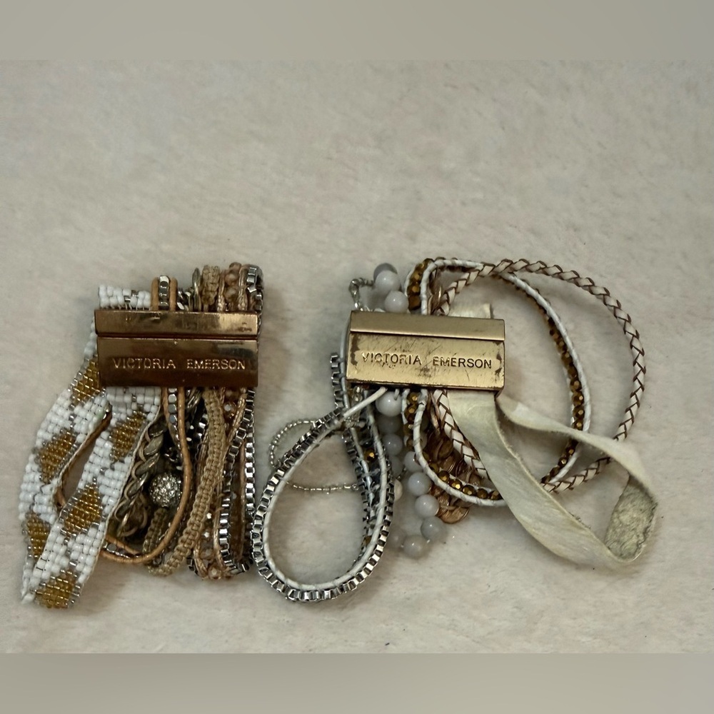 Victoria Emerson Gold and Cream Bracelet Set